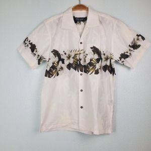 Favant Hawaii White Floral Short Sleeve Shirt Size M